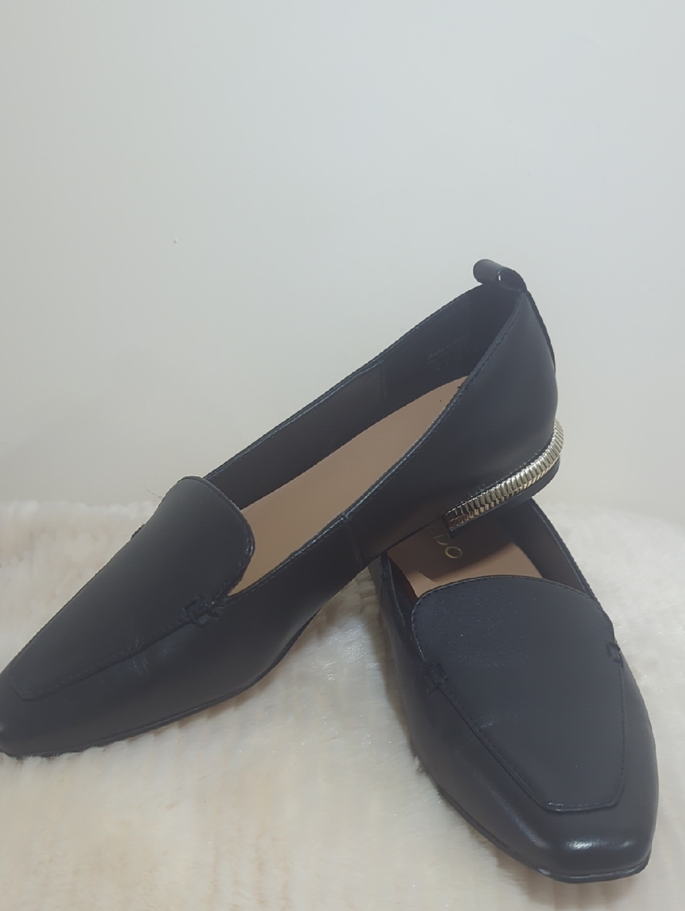 ALDO Black Leather Pointed Loafers for Women